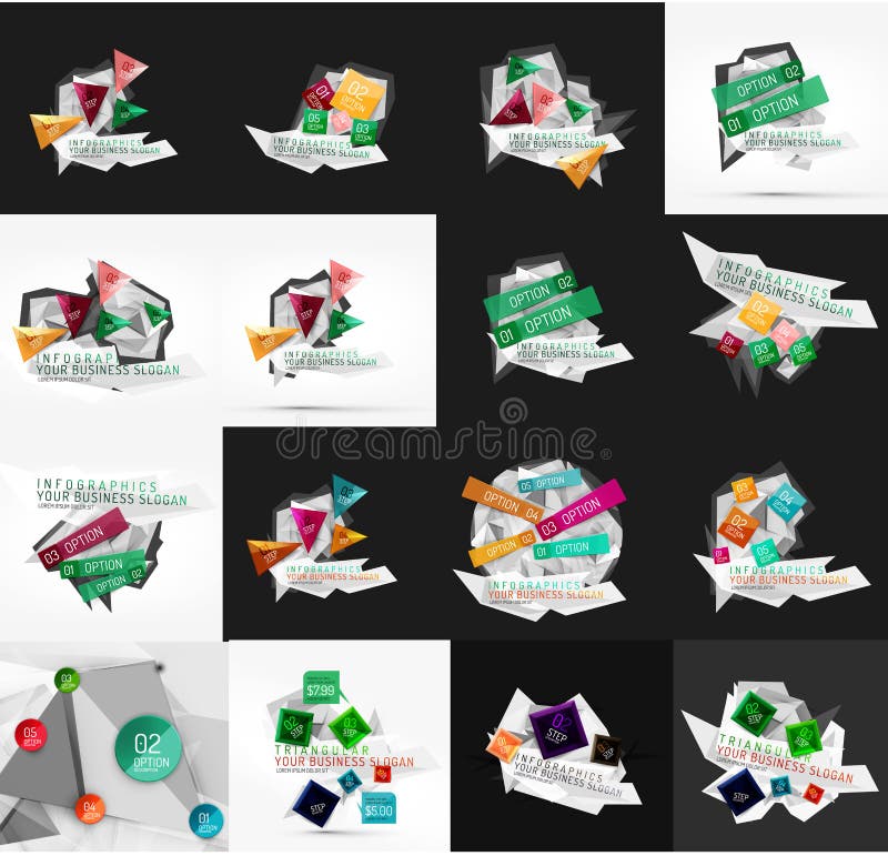 Uppsättning av ljus, pappers- infographic designalternativ royaltyfri illustrationer Uppsättning av ljus, pappers- infographic designalternativ royaltyfri illustrationer