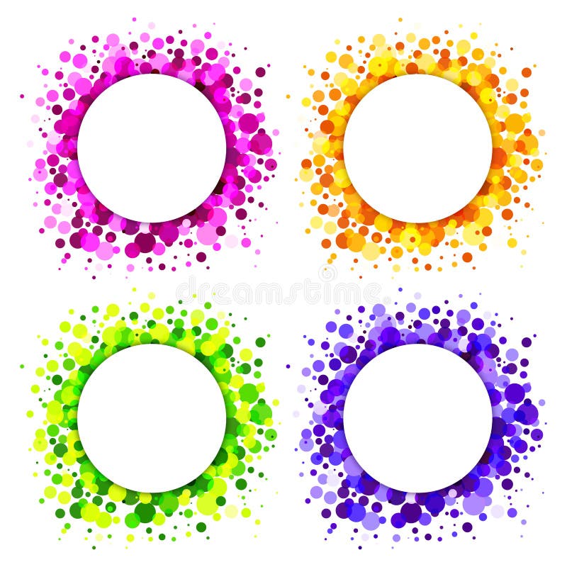 Uppsättning av ljusa abstrakt begreppcirkelramar stock illustrationer Uppsättning av ljusa abstrakt begreppcirkelramar stock illustrationer