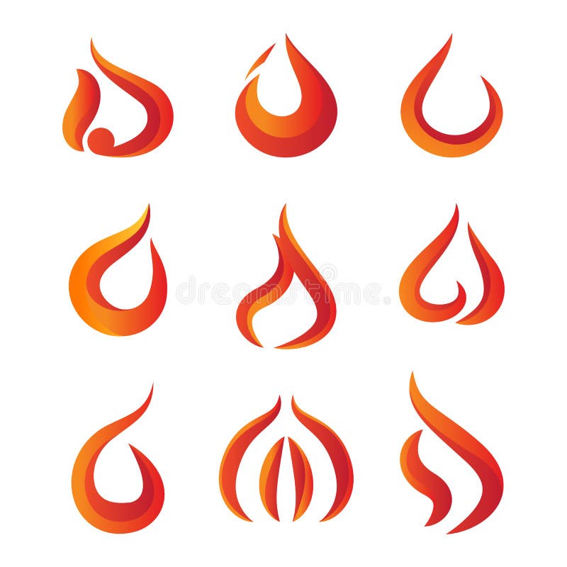 Uppsättning av lutningbrandlogoen vektor illustrationer Uppsättning av lutningbrandlogoen vektor illustrationer