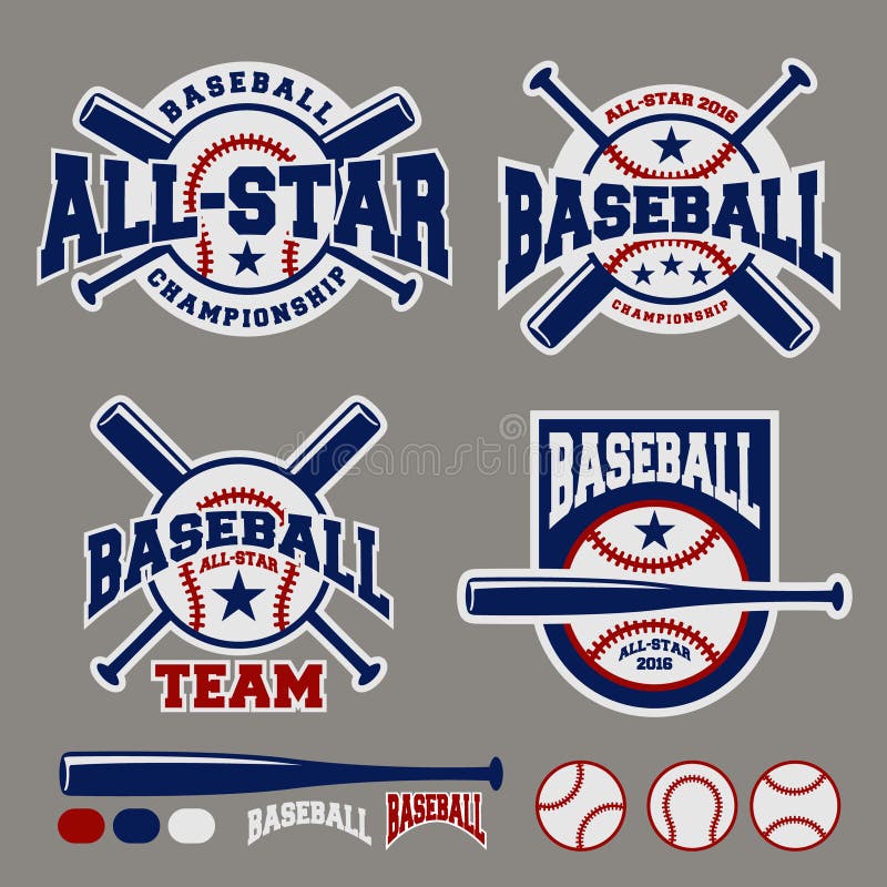 Uppsättning av mallen för design för logo för baseballsportemblem