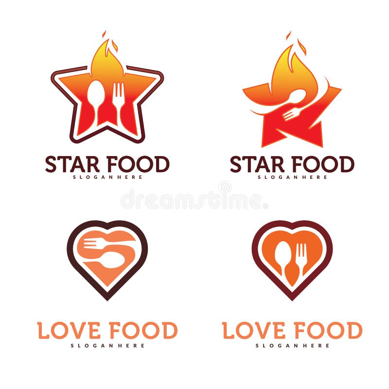 Uppsättning av mat med stjärnan Logo Vector vektor illustrationer Uppsättning av mat med stjärnan Logo Vector vektor illustrationer