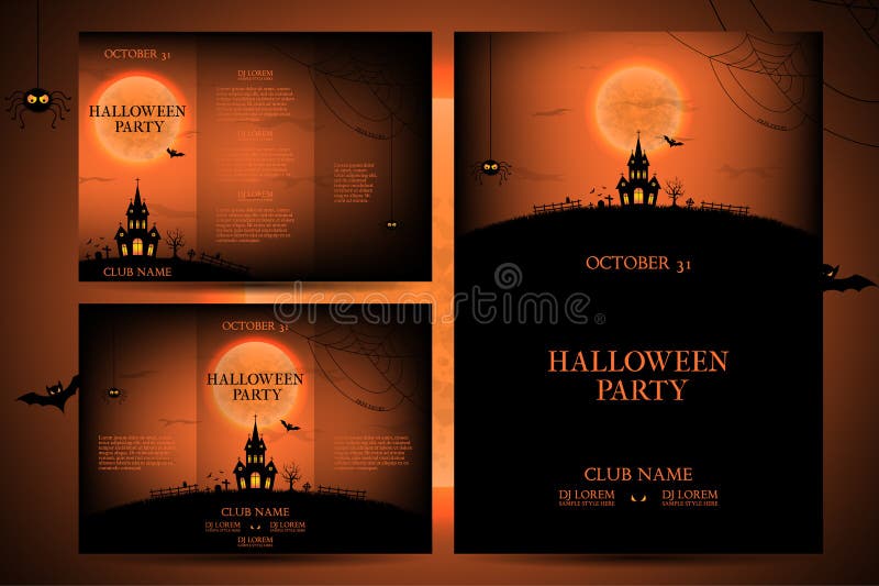 Uppsättning av reklamblad för halloween vektorillustration stock illustrationer Uppsättning av reklamblad för halloween vektorillustration stock illustrationer