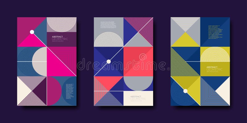 Uppsättning av räkningsdesignen med enkla abstrakta geometriska former Vektorillustrationmall stock illustrationer