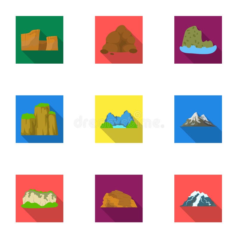 Uppsättning av symboler om olika berg Vinter sommarberg i en samling Olik bergsymbol i uppsättning royaltyfri illustrationer Uppsättning av symboler om olika berg Vinter sommarberg i en samling Olik bergsymbol i uppsättning royaltyfri illustrationer