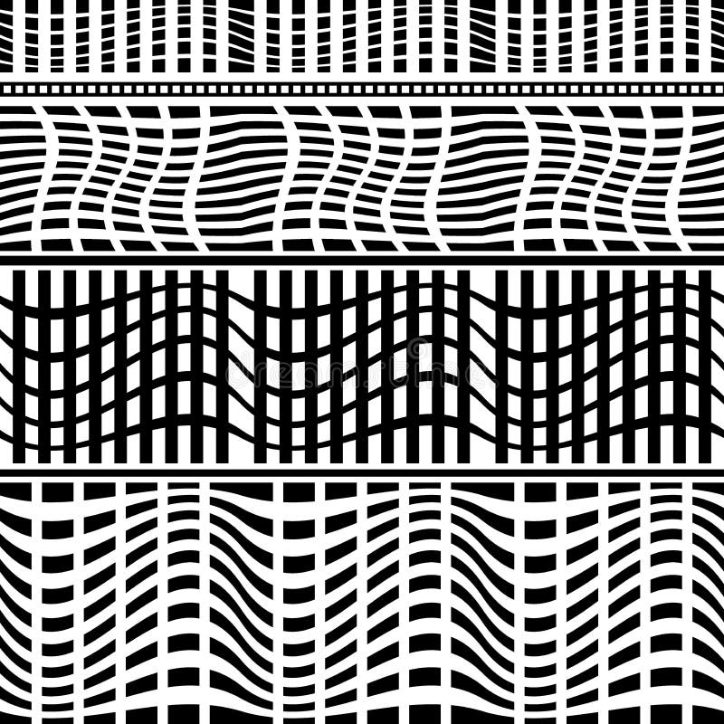 Uppsättning av sömlösa geometriska gränser vektor illustrationer Uppsättning av sömlösa geometriska gränser vektor illustrationer