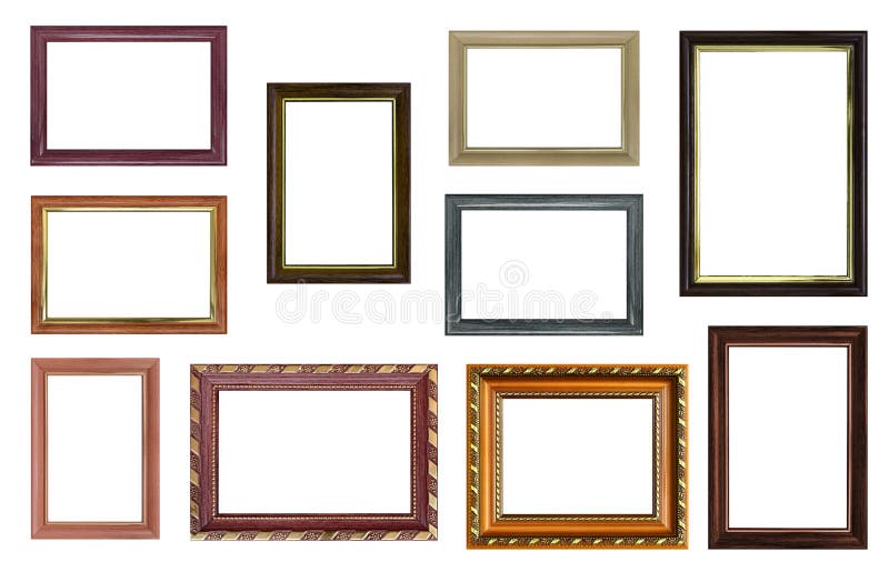 Uppsättning av tomma bildramar med fritt utrymme inom som isoleras på royaltyfria bilder Uppsättning av tomma bildramar med fritt utrymme inom som isoleras på royaltyfria bilder