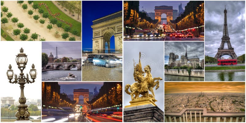 Uppsättning eller collage av Paris stadsbilder royaltyfria foton Uppsättning eller collage av Paris stadsbilder royaltyfria foton
