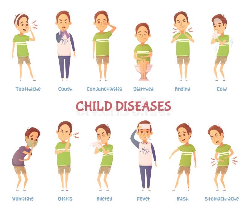 Uppsättning för barnsjukdomtecken