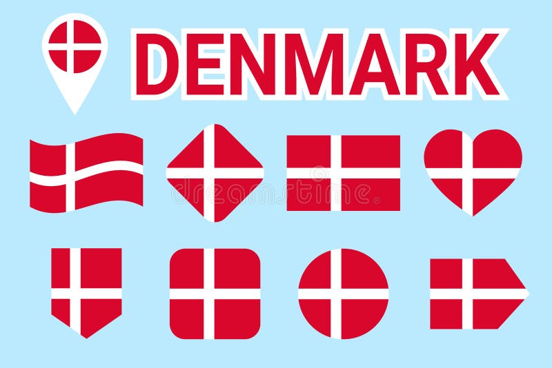 Uppsättning för Danmark flaggavektor Samling av danska nationsflaggor Lägenhet isolerade symboler Landsnamn i traditionella färge royaltyfri illustrationer Uppsättning för Danmark flaggavektor Samling av danska nationsflaggor Lägenhet isolerade symboler Landsnamn i traditionella färge royaltyfri illustrationer