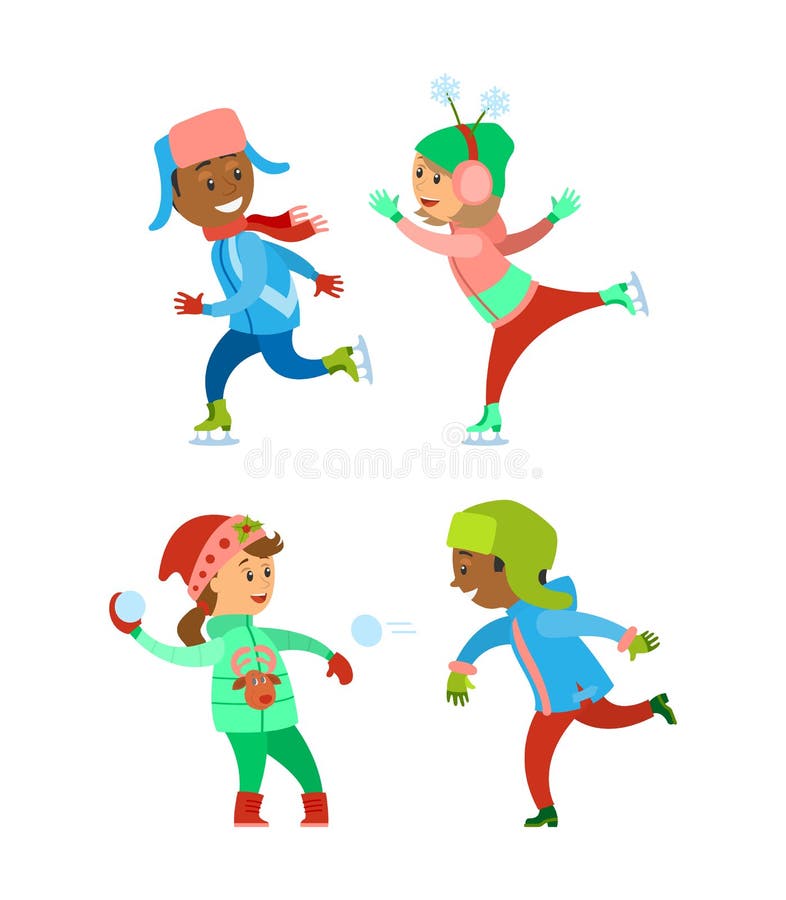 Uppsättning för ferier för semestrar för barnjulvinter stock illustrationer Uppsättning för ferier för semestrar för barnjulvinter stock illustrationer