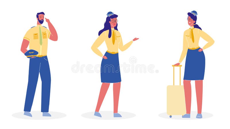Upps?ttning f?r illustrationer f?r vektor f?r flygplansbes?ttningmedlemmar plan royaltyfri illustrationer Upps?ttning f?r illustrationer f?r vektor f?r flygplansbes?ttningmedlemmar plan royaltyfri illustrationer
