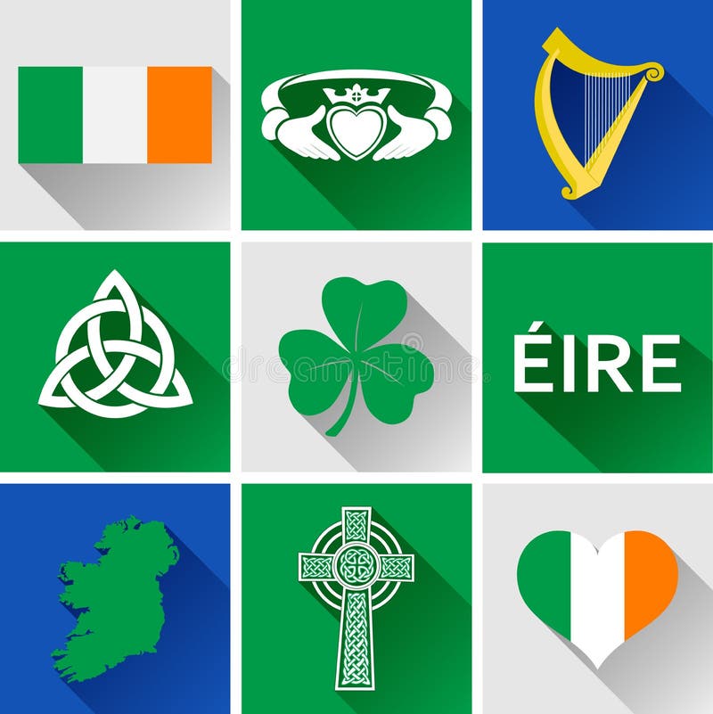 Uppsättning för Irland lägenhetsymbol vektor illustrationer Uppsättning för Irland lägenhetsymbol vektor illustrationer