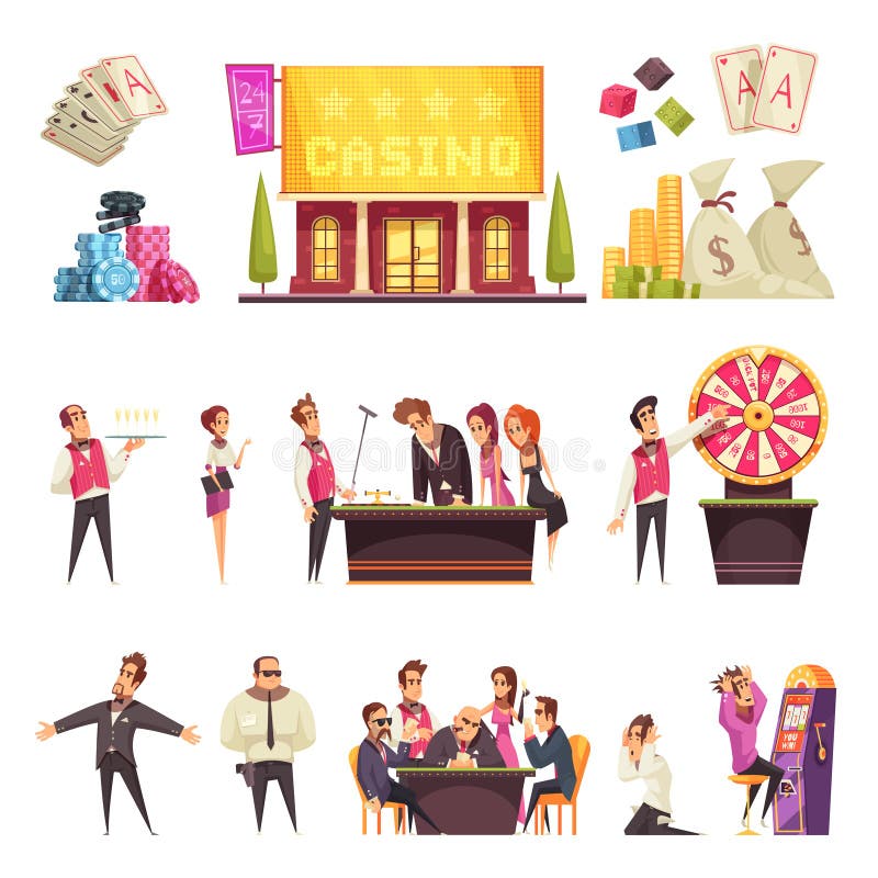 Uppsättning för kasinolivtecken stock illustrationer Uppsättning för kasinolivtecken stock illustrationer