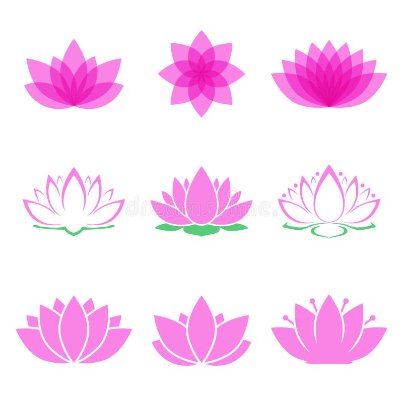 Uppsättning för Lotus blomma royaltyfri illustrationer Uppsättning för Lotus blomma royaltyfri illustrationer