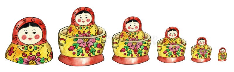 Uppsättning för Matreshka ryssdockor som isoleras på vit bakgrund royaltyfri illustrationer Uppsättning för Matreshka ryssdockor som isoleras på vit bakgrund royaltyfri illustrationer