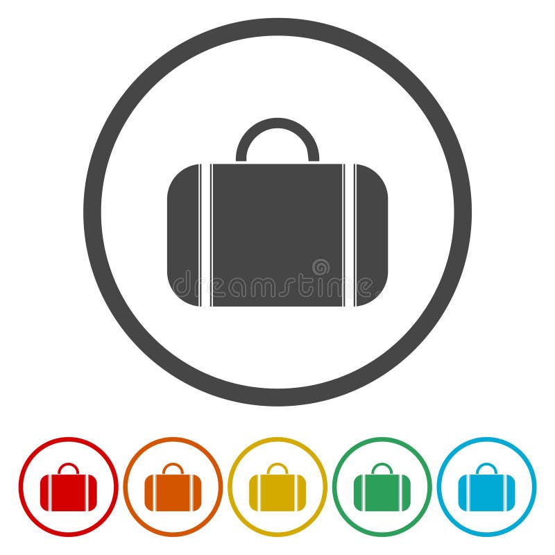 Uppsättning för plana för design för påse färgrik moderna för vektor symboler för cirkel för rengöringsduk stock illustrationer Uppsättning för plana för design för påse färgrik moderna för vektor symboler för cirkel för rengöringsduk stock illustrationer