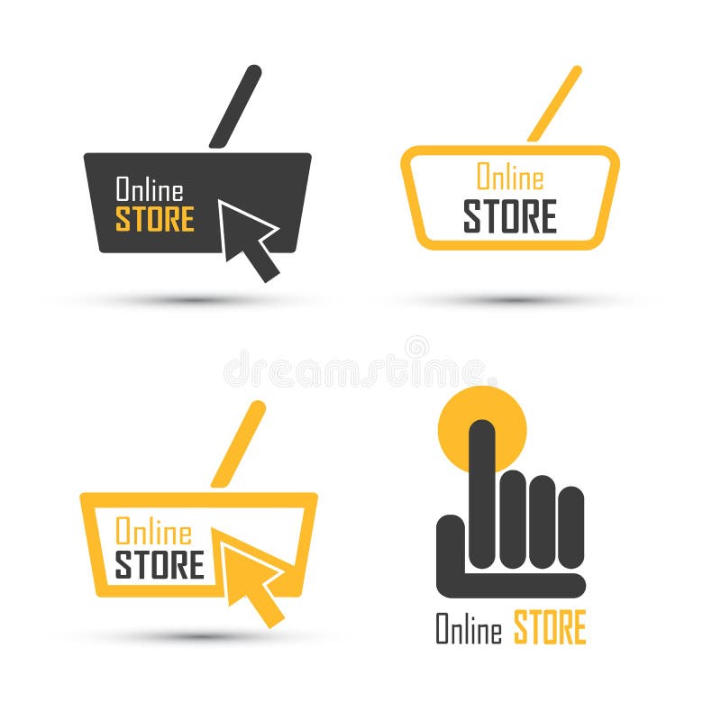 Uppsättning för shoppinglogovektor Online-lagerbegrepp royaltyfri illustrationer Uppsättning för shoppinglogovektor Online-lagerbegrepp royaltyfri illustrationer