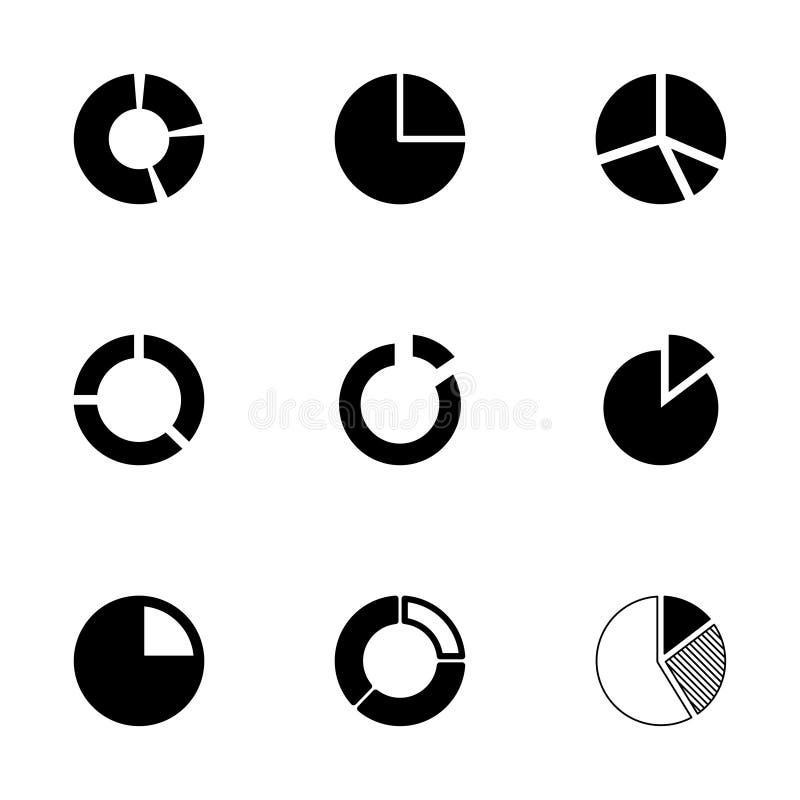 Uppsättning för symbol för vektorpajdiagram stock illustrationer