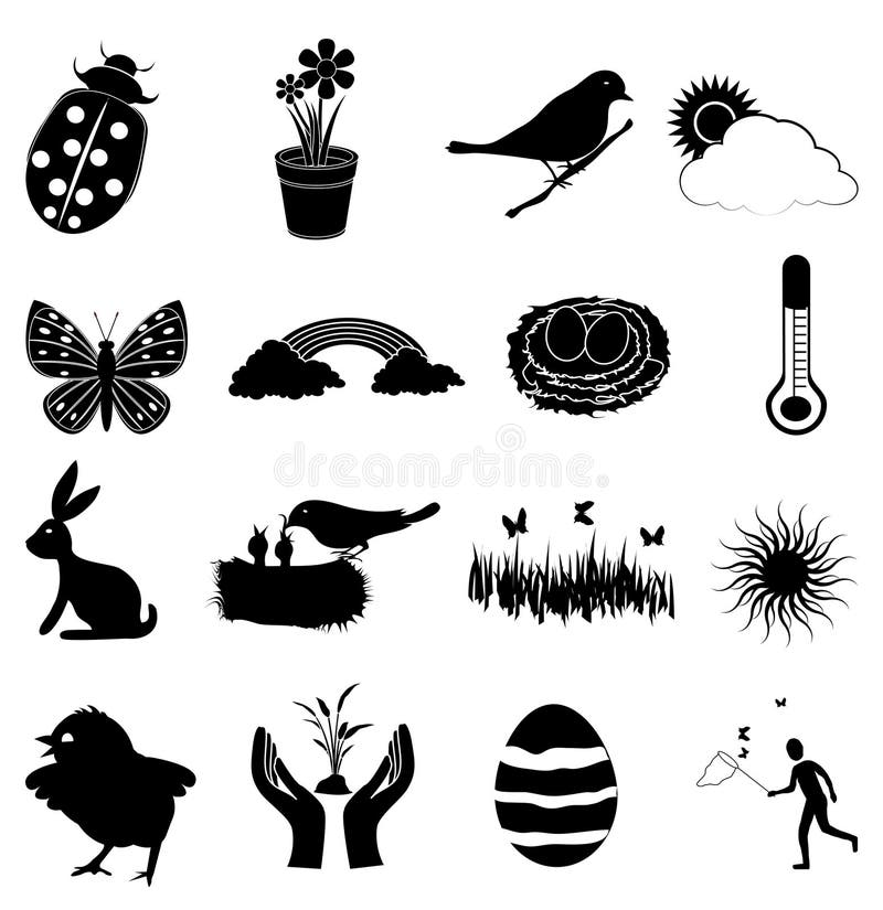 Uppsättning för symboler för vårsäsong stock illustrationer