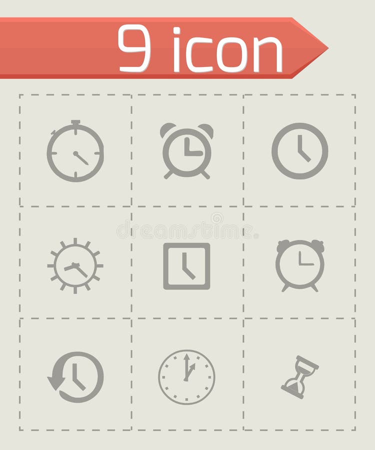 Vektor klockikonuppsättning royaltyfri illustrationer