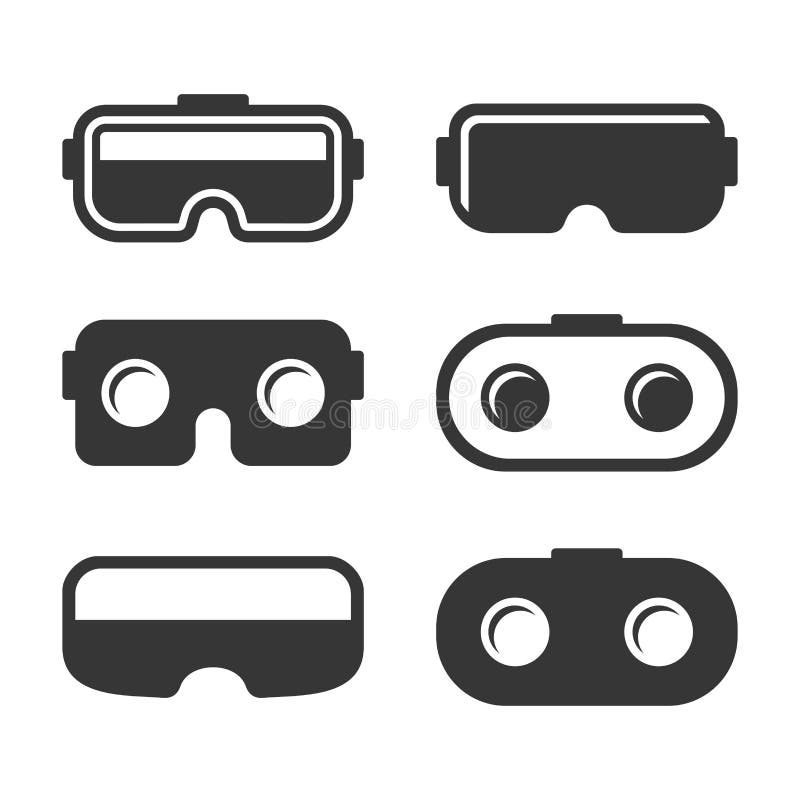 Uppsättning för VR-hörlurar med mikrofonsymboler på vit bakgrund vektor vektor illustrationer Uppsättning för VR-hörlurar med mikrofonsymboler på vit bakgrund vektor vektor illustrationer