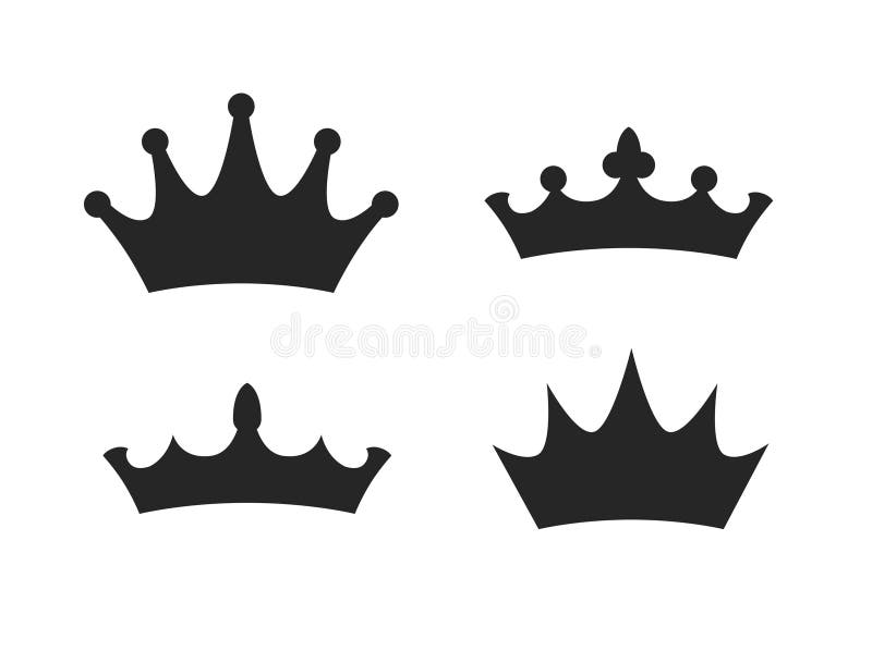 Uppsättning med kronikon. Kung drottningkronsilhuett royaltyfri illustrationer