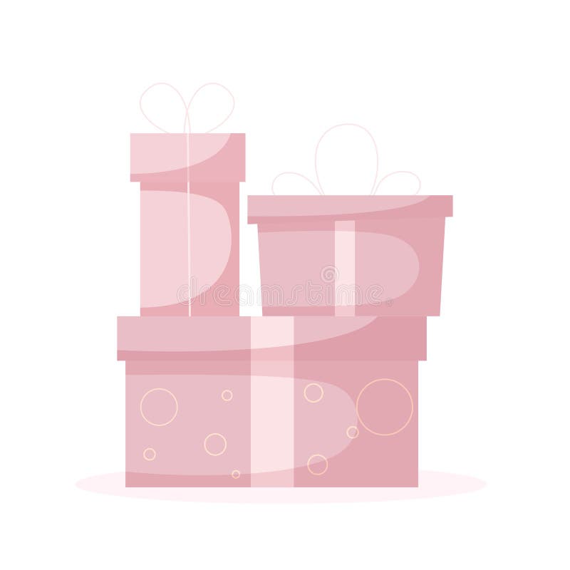 Uppsättning med tre presentlådor. glad födelsedagstest. för att fira födelsedagsfest royaltyfri illustrationer