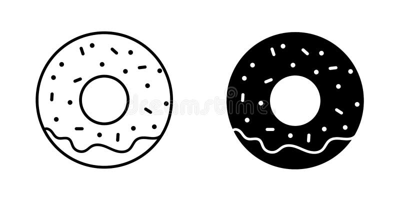 Uppsättning svarta donutikoner stock illustrationer