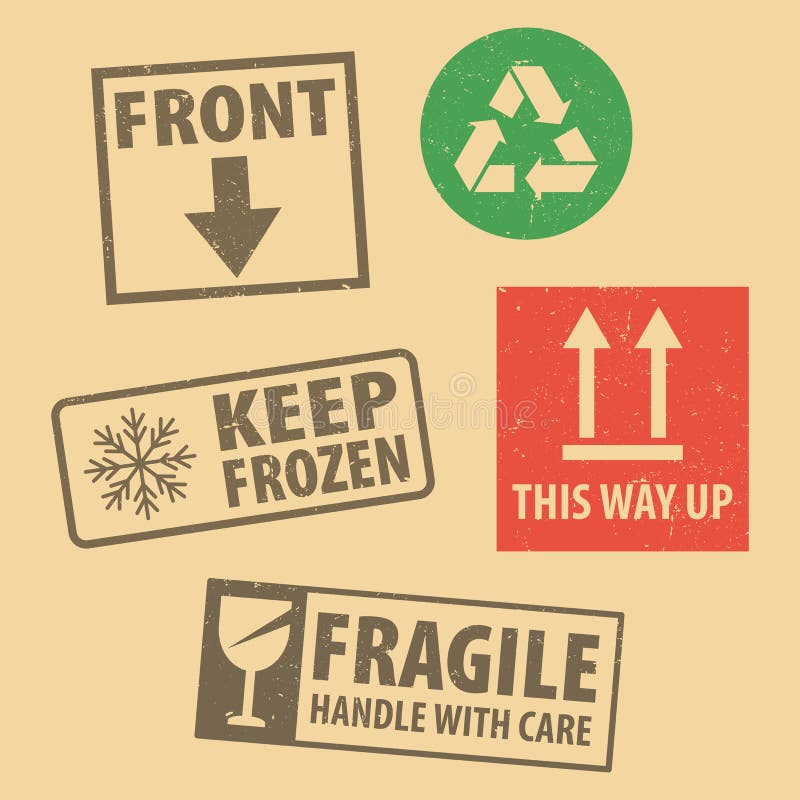 Uppsättningen av det bräckliga klistermärkehandtaget med omsorg och tecknet för symboler för fallsymbol det förpackande, håller d vektor illustrationer Uppsättningen av det bräckliga klistermärkehandtaget med omsorg och tecknet för symboler för fallsymbol det förpackande, håller d vektor illustrationer