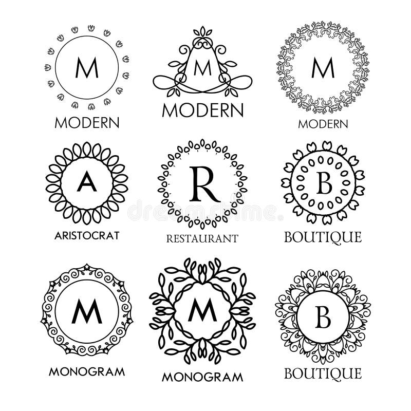 Uppsättningen av enkel och elegant blått för lyx, märker designmallar vektor illustrationer Uppsättningen av enkel och elegant blått för lyx, märker designmallar vektor illustrationer