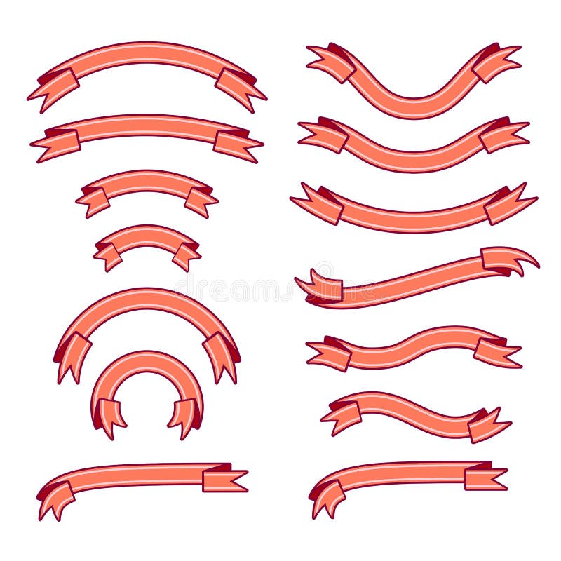 Uppsättningen av olika band med remsor, rosa färger tejpar banersamlingen, vektorillustration royaltyfri illustrationer Uppsättningen av olika band med remsor, rosa färger tejpar banersamlingen, vektorillustration royaltyfri illustrationer