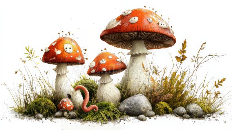 Upptäck glädjen hos små jordvänner bland levande gröna och fruktbara grödor i naturen. royaltyfri illustrationer