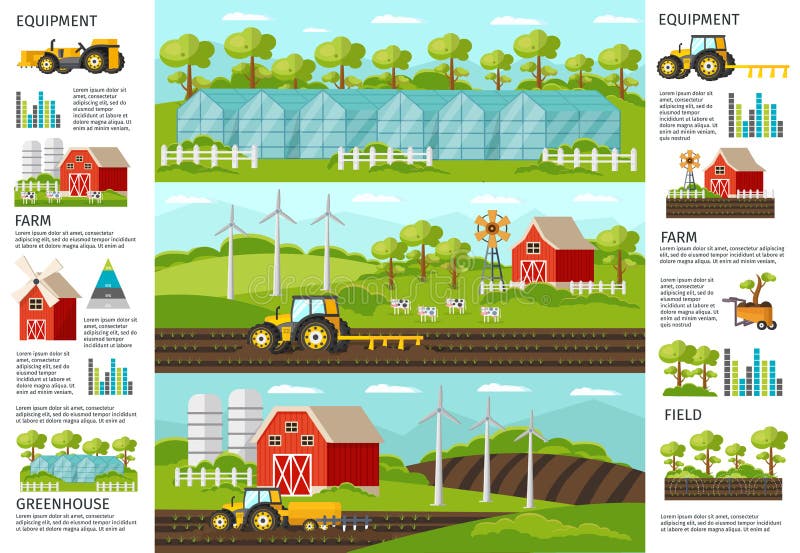 Uprawiać ziemię I rolnictwa Infographic sztandary