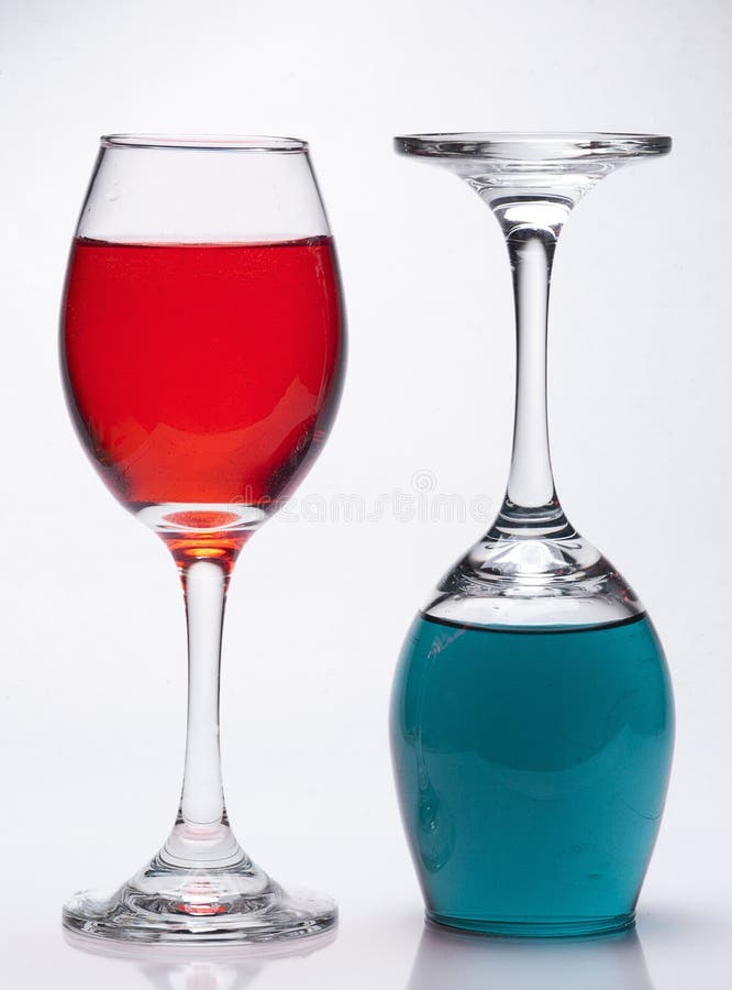 Upright and Upside Down Filled Wine Glasses Stock Image Image of aqua, pressure 23664943