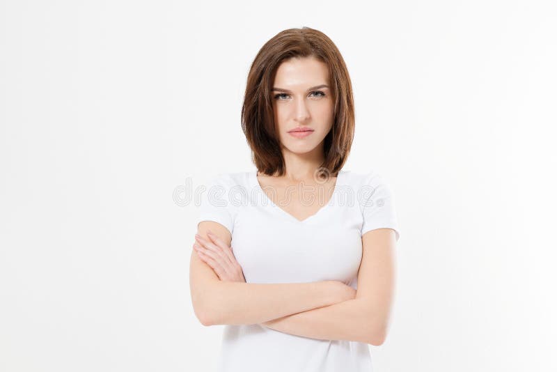 Cut Out Image Of A Young Seriously Looking Woman With Crossed Arms Stock  Photo, Picture and Royalty Free Image. Image 27574434.