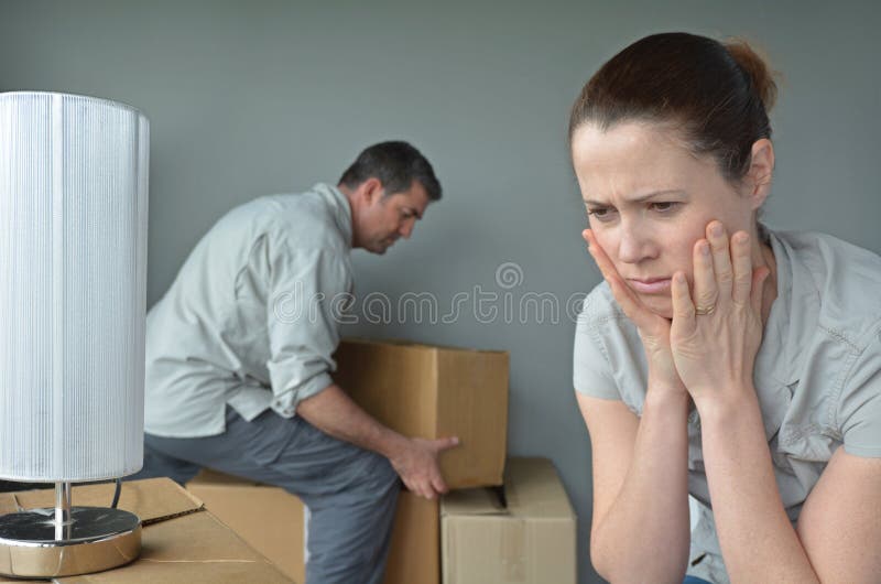 Upset woman do not want to move to a new home