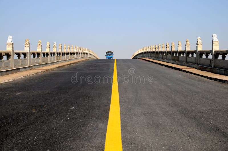 The upward asphalt road bridge