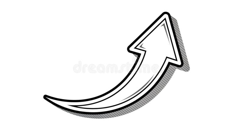 Curved arrow pointing up with shadow, direction indicator, upward trend, growth royalty free illustration