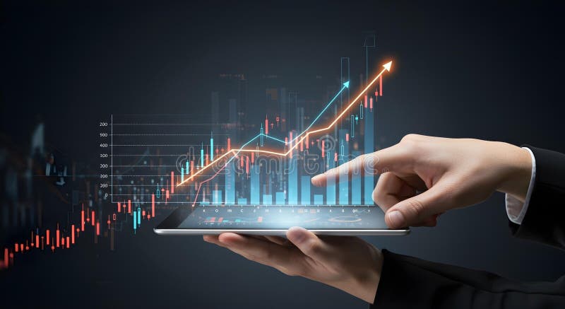 Upward Trending Market: A Dynamic Financial Growth Visualization stock image