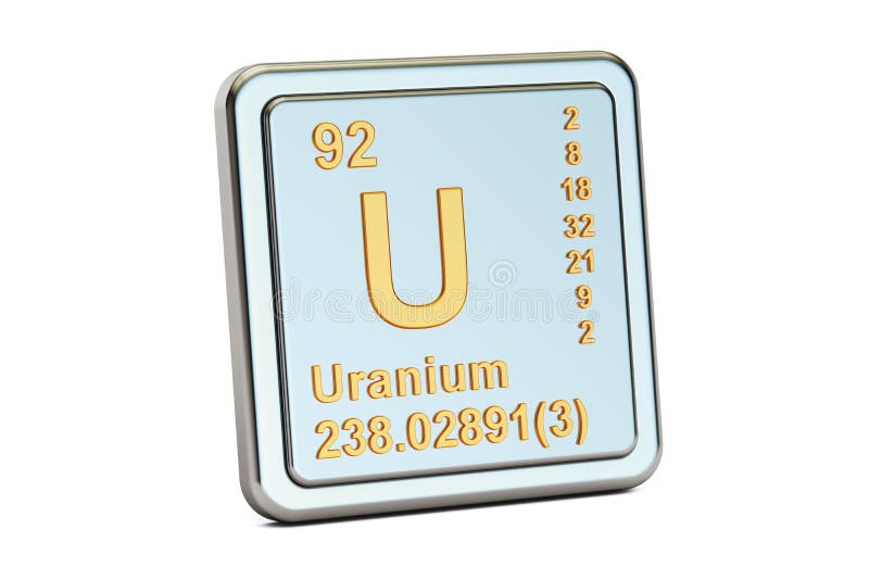 Uraniumu, chemisch elemententeken het 3d teruggeven stock illustratie Uraniumu, chemisch elemententeken het 3d teruggeven stock illustratie