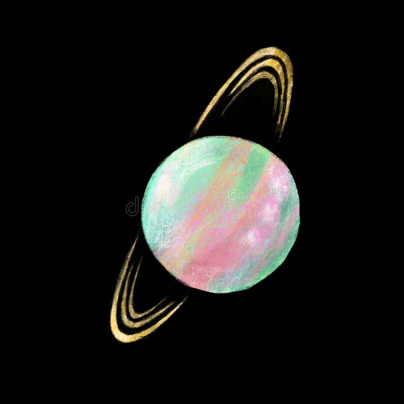Uranus Solar System Illustration Painting Chalk Art Drawing
