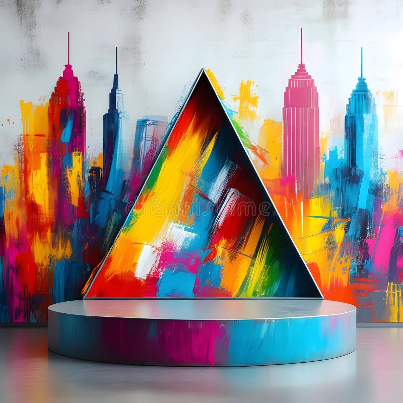 Urban Chromatic Apex A Metal Triangular Artistic Podium royalty free illustration
