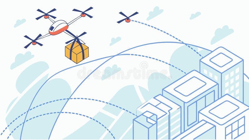 Urban Drone Delivery Network Future Logistics Vector Illustration, vector design Generative AI vector illustration