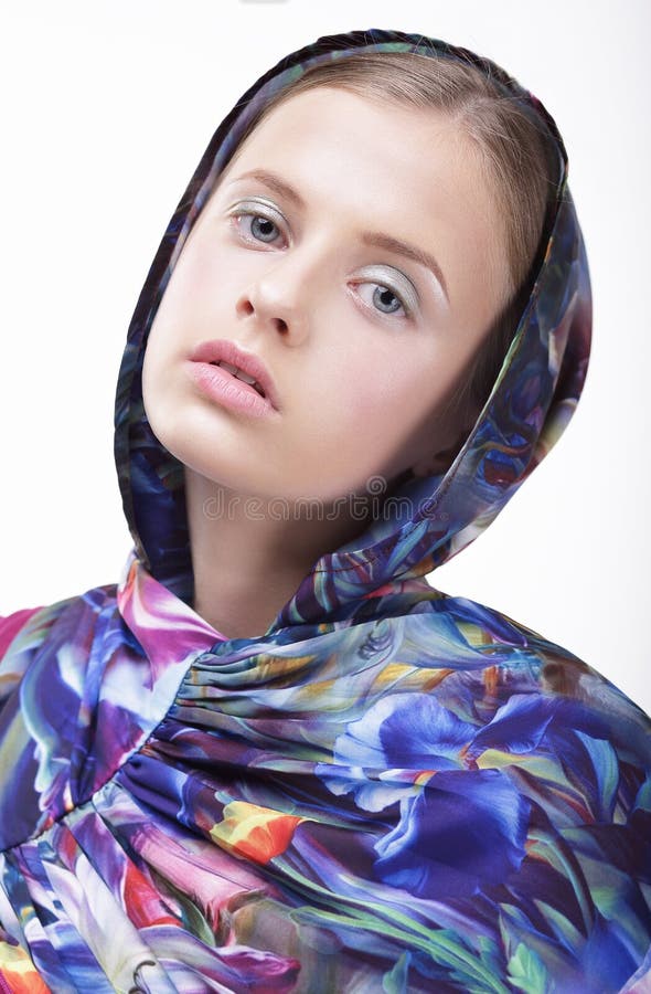 Urban Fashion. Portrait of Teenager Girl in Blue Hood stock images Urban Fashion. Portrait of Teenager Girl in Blue Hood stock images