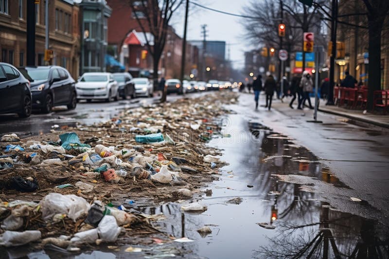 Urban Garbage Disposal. Generative AI Stock Image Image of public