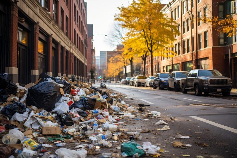 Urban Garbage Disposal. Generative AI Stock Illustration Illustration