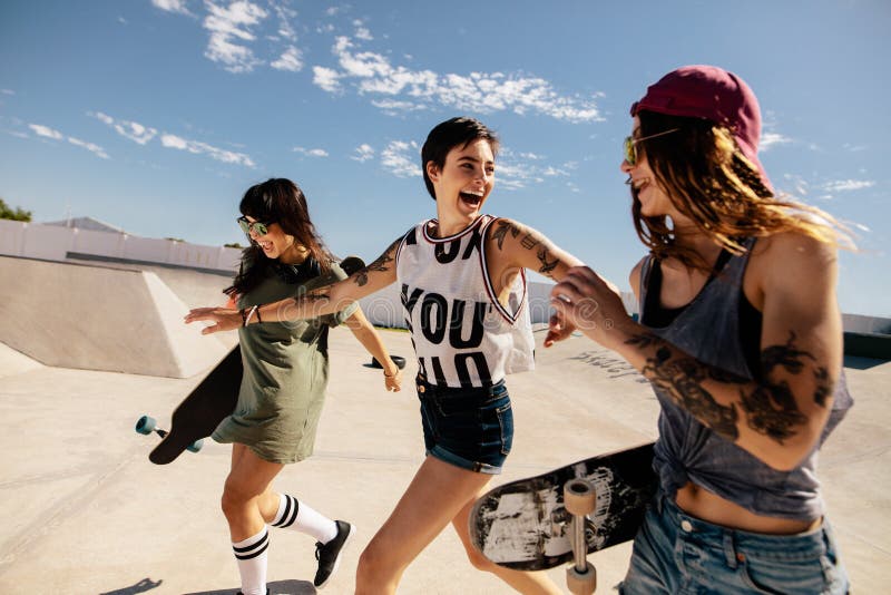Urban Girls Enjoying at Skate Park Stock Photo - Image of girls ...