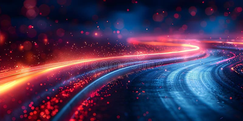 Urban Highway at Night: Abstract and Dynamic Motion of Blurred Car Lights. Concept Urban, Highway royalty free illustration