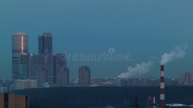 Urban landscape with smoke