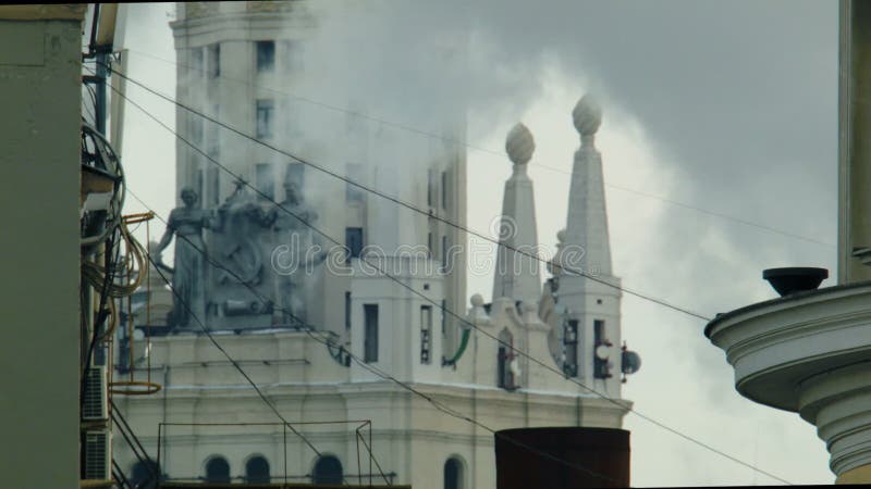 Urban landscape with smoke